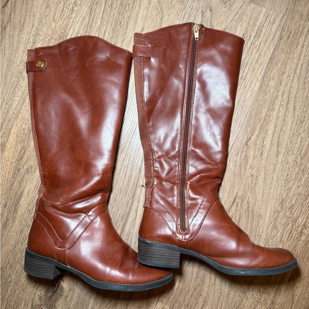Brown Leather Knee-High Boots